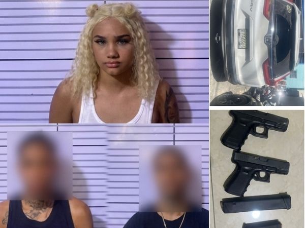 En la parte superior central, la foto de una joven de cabello rubio rizado (identificada como la artista urbana "Masha") posando frente a una pared con líneas de medición de estatura (ficha policial).